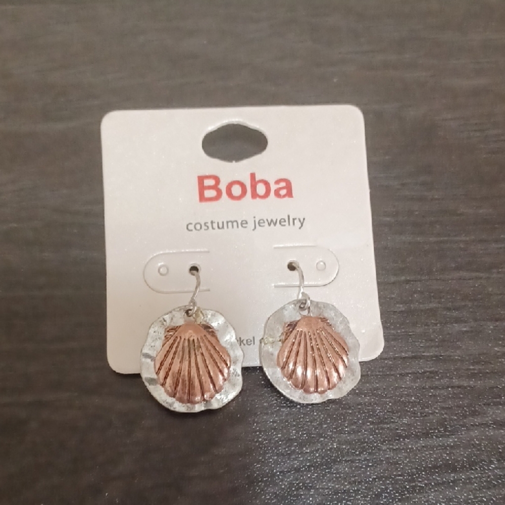 Boba Silver and Gold Shell Earrings